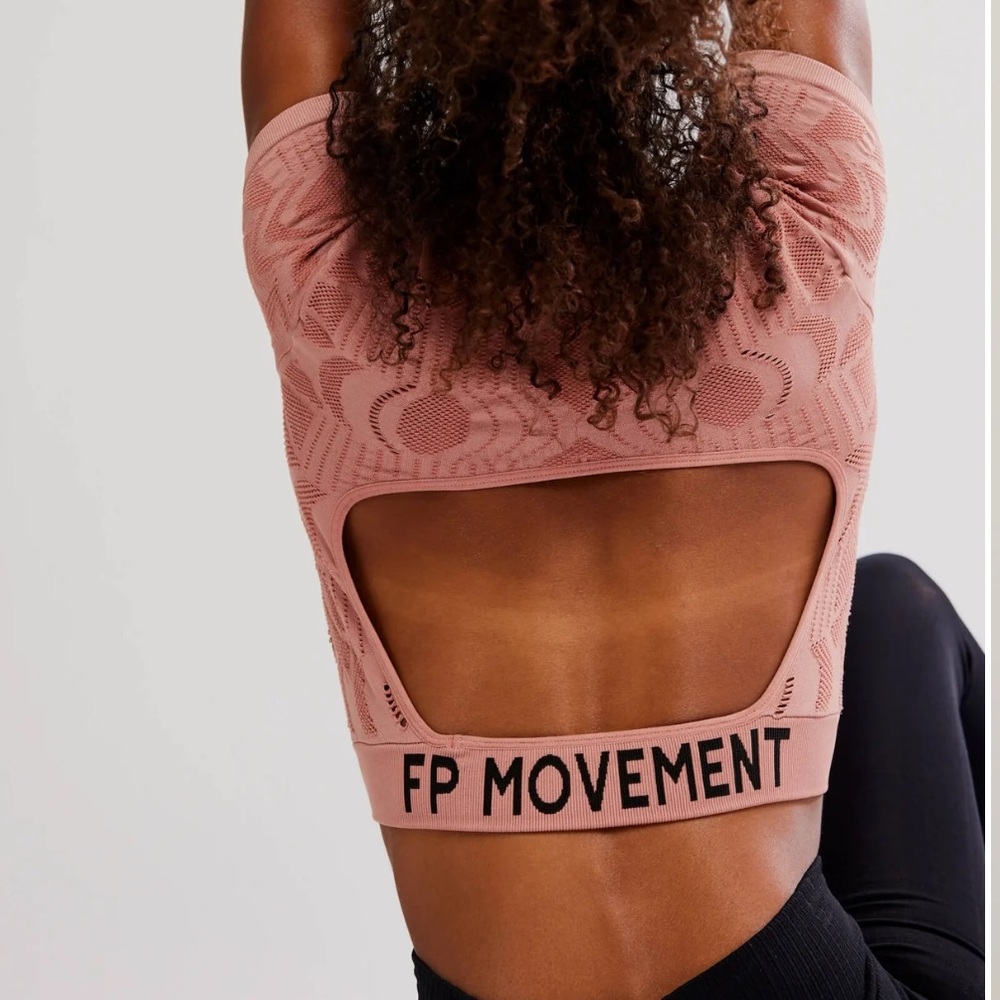 FP Movement by Free People Rose Pink Open-Back Seamless Crop Top